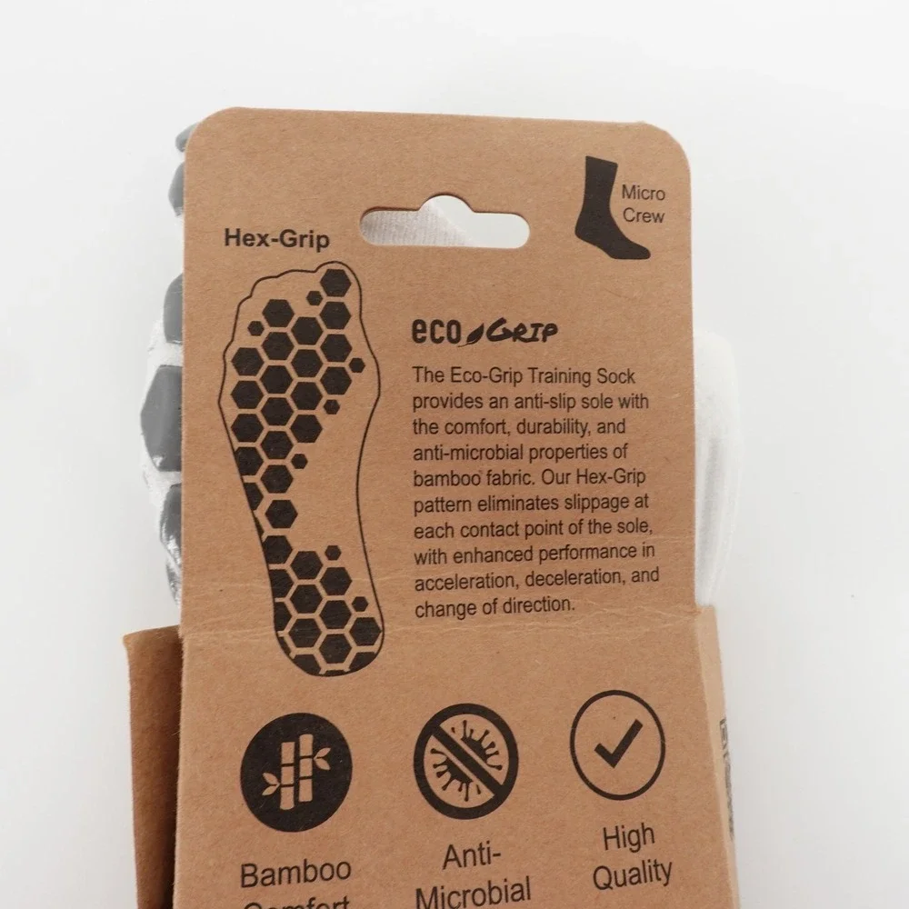 Legend Eco-Grip Train Bamboo Performance Grip Socks White Men 10-12.5 NEW